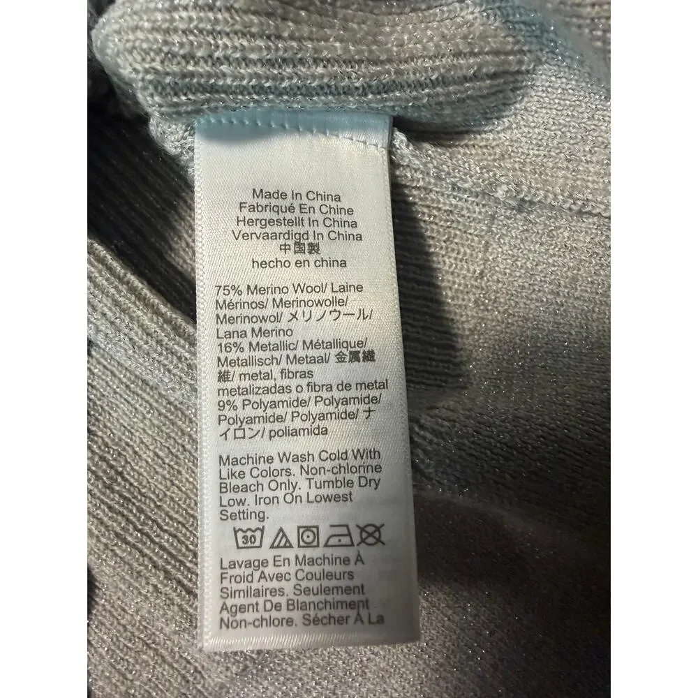 J. Crew Metallic merino wool ruffleneck sweater NEW